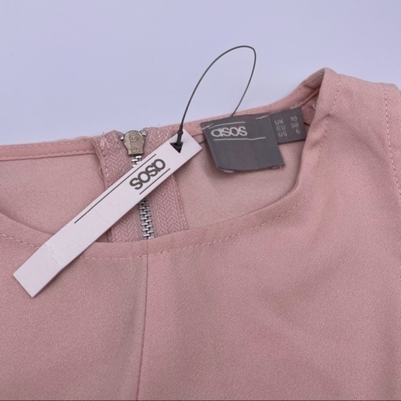ASOS Paris Sz 6 Cold Shoulder Top with Floaty Sleeves ASOS Pink Blush Blouse US - Picture 4 of 7